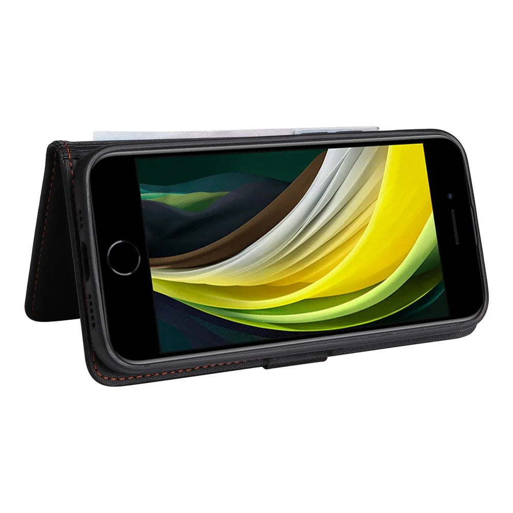 For iPhone 6 / 6s / 7 / 8 4.7 inch / SE (2022) / SE (2020) Magnetic Case BETOPNICE Detachable PU Leather Phone Cover with Strap - Black - 5