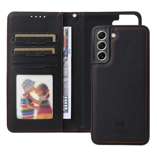 For Samsung Galaxy S21 FE 5G Magnetic Case BETOPNICE Detachable PU Leather Phone Cover with Strap - Black - 2