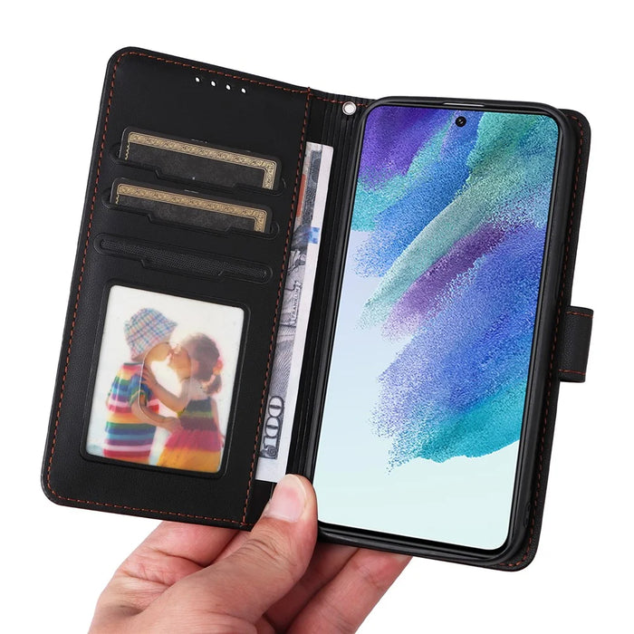 For Samsung Galaxy S21 FE 5G Magnetic Case BETOPNICE Detachable PU Leather Phone Cover with Strap - Black - 3