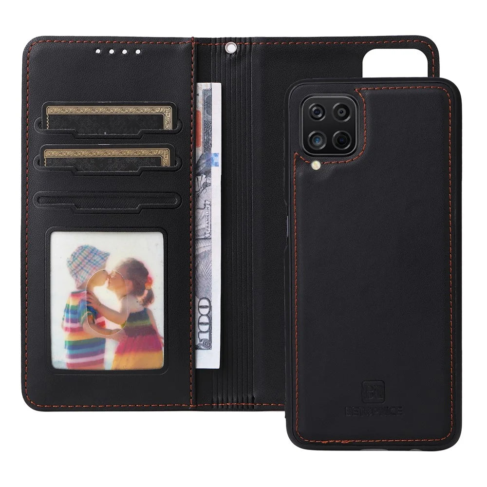 For Samsung Galaxy A12 / M12 / F12 Magnetic Case BETOPNICE Detachable PU Leather Phone Cover with Strap - Black - 2