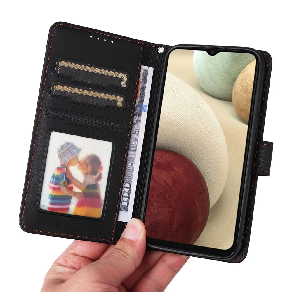 For Samsung Galaxy A12 / M12 / F12 Magnetic Case BETOPNICE Detachable PU Leather Phone Cover with Strap - Black - 3