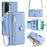 For Samsung Galaxy S22+ 5G Cell Phone Case Zipper Pocket Anti-fall Leather Wallet Cover - Blue - 1
