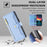 For Samsung Galaxy S22+ 5G Cell Phone Case Zipper Pocket Anti-fall Leather Wallet Cover - Blue - 6