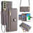 For Samsung Galaxy S21 FE 5G Cell Phone Case Anti-fall Leather Wallet Phone Cover with 2 Straps - Grey - 1