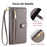 For Samsung Galaxy S21 FE 5G Cell Phone Case Anti-fall Leather Wallet Phone Cover with 2 Straps - Grey - 5