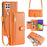 For Samsung Galaxy A22 4G (EU Version) Cell Phone Case Anti-shock PU Leather Wallet Cover with 2 Straps - Orange - 1