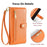 For Samsung Galaxy A22 4G (EU Version) Cell Phone Case Anti-shock PU Leather Wallet Cover with 2 Straps - Orange - 5