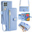 For Samsung Galaxy M33 5G (Global Version) Cell Phone Case Textured Leather Stand Cover with 2 Straps - Blue - 1