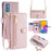 For Samsung Galaxy M52 5G Cell Phone Case Zipper Pocket Drop-proof Leather Wallet Stand Cover - Pink - 1