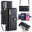 For Samsung Galaxy A33 5G Case Zipper Pocket Stand Phone Cover with Shoulder Strap - Black - 1