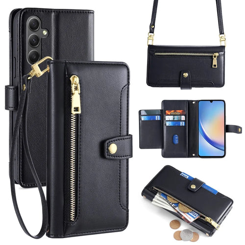Wallet Case for Samsung Galaxy A34 5G Shell Scratch-proof Leather Phone Cover - Black - 1