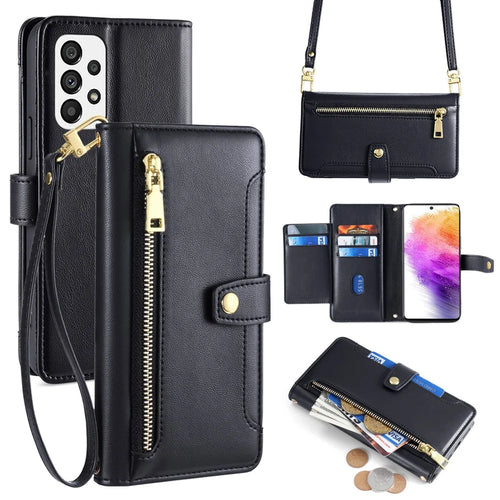 For Samsung Galaxy A73 5G Magnetic Case 6 Card Holders Stand Phone Cover - Black - 1