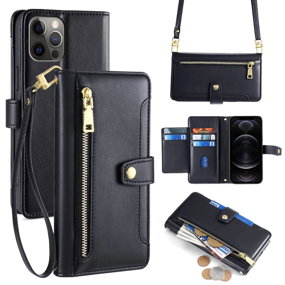 For iPhone 12 6.1 inch / 12 Pro 6.1 inch Phone Case Scratch-resistant PU Leather Flip Stand Cover - Black - 1