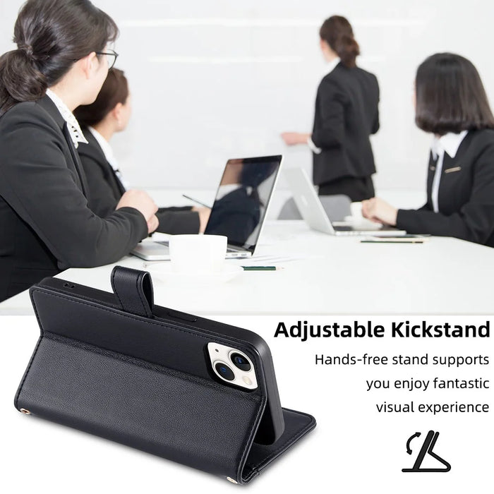 For iPhone XS 5.8 inch / X Case Magnetic Zipper Pocket Cover with Crossbody Shoulder Strap - Black - 3