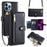 For iPhone 13 Pro Max 6.7 inch Cell Phone Case 6 Card Holders Magnetic Cover - Black - 1
