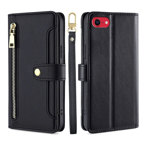 For iPhone 7 4.7 inch / 8 4.7 inch / SE (2020) / SE (2022) Magnetic Case Zipper Pocket Anti-dust Phone Cover - Black - 1