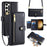 For Samsung Galaxy S23+ Wallet Case 6 Card Holders Crossbody Phone Guard Cover - Black - 1