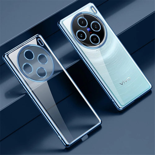 SULADA For vivo X100 5G Clear TPU Case Ultra-Thin Electroplating Phone Cover - Blue - 1