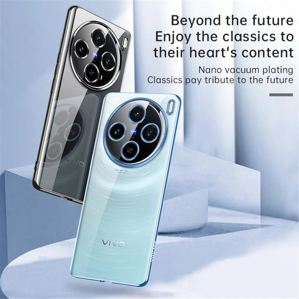 SULADA For vivo X100 5G Clear TPU Case Ultra-Thin Electroplating Phone Cover - Blue - 2