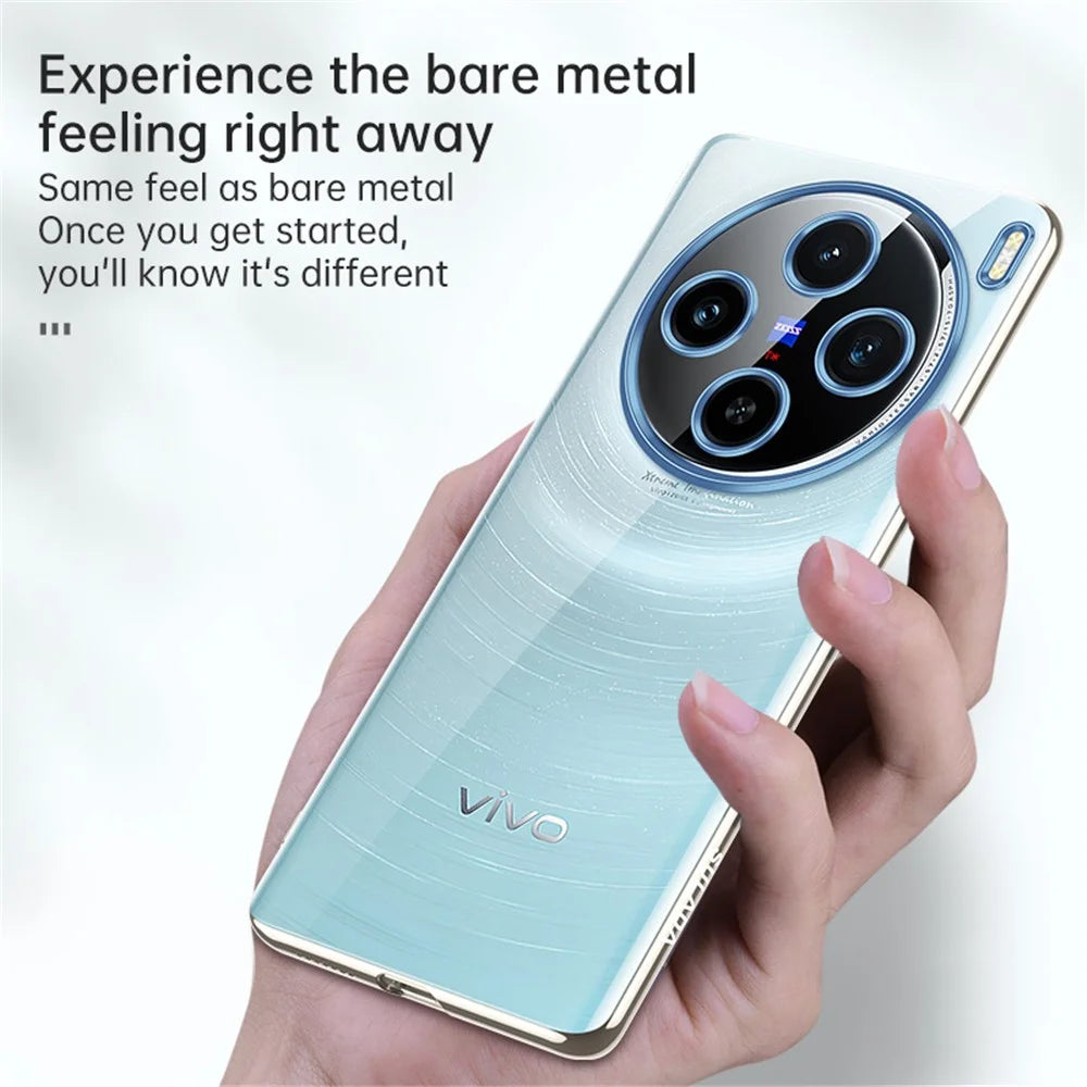 SULADA For vivo X100 5G Clear TPU Case Ultra-Thin Electroplating Phone Cover - Blue - 3