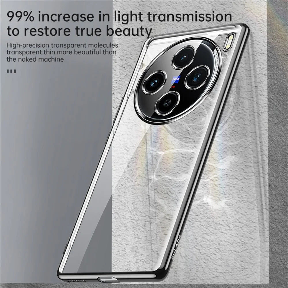 SULADA For vivo X100 5G Clear TPU Case Ultra-Thin Electroplating Phone Cover - Blue - 4