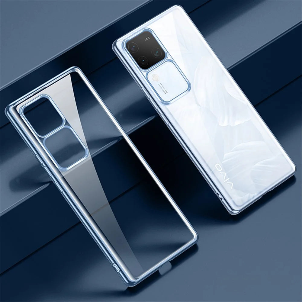 SULADA For vivo S18 5G Clear Case Ultra-Thin Electroplating TPU Phone Cover - Blue - 1