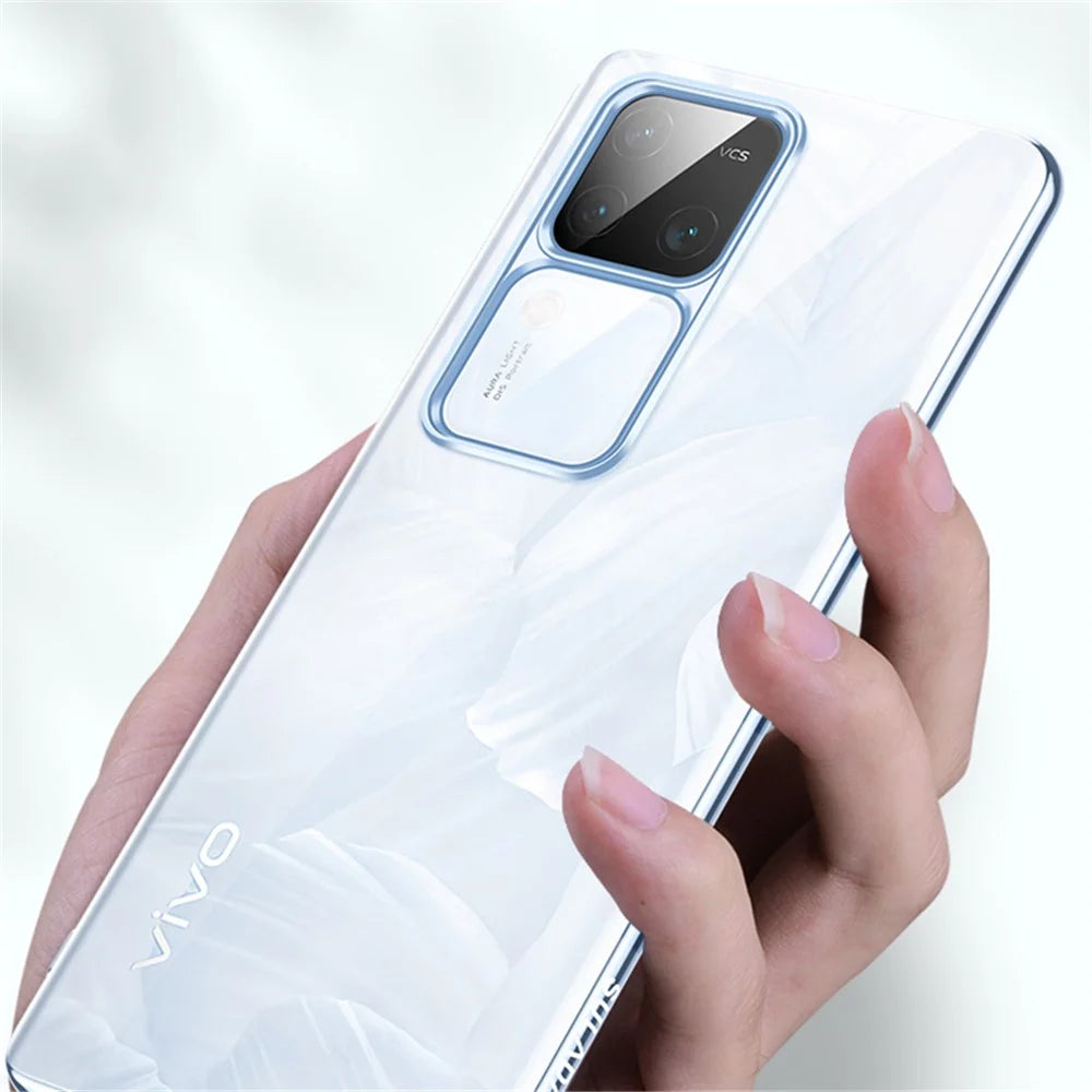 SULADA For vivo S18 5G Clear Case Ultra-Thin Electroplating TPU Phone Cover - Blue - 3
