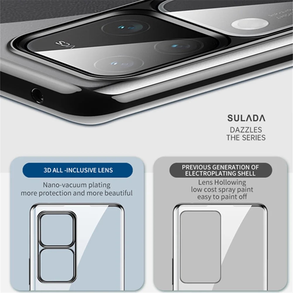 SULADA For vivo S18 5G Clear Case Ultra-Thin Electroplating TPU Phone Cover - Blue - 6