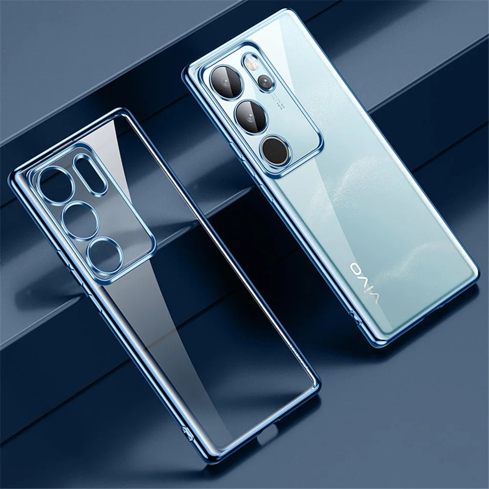 SULADA For vivo S17 5G TPU Case Electroplating Transparent Phone Cover - Blue - 1