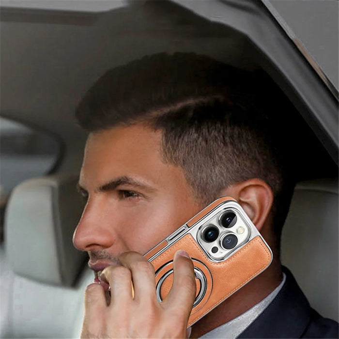 RMBMAX For iPhone 12 Pro 6.1 inch Kickstand Case Shockproof Phone Shell Compatible with MagSafe - Orange - 7