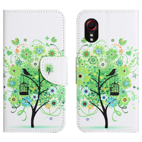 For Samsung Galaxy Xcover7 Magnetic Phone Case Pattern Printing Folio Sand Cover - Green Tree - 1
