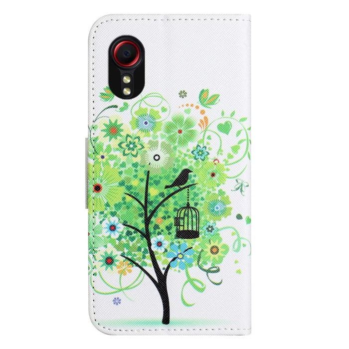 For Samsung Galaxy Xcover7 Magnetic Phone Case Pattern Printing Folio Sand Cover - Green Tree - 5