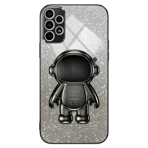 For Samsung Galaxy A53 5G Case Glitter PC+TPU Protective Cover with Astronaut Kickstand - Black - 1
