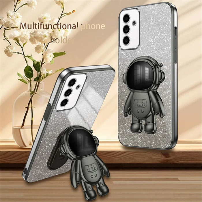 For Samsung Galaxy A13 5G Case PC+TPU Anti-scratch Phone Cover with Astronaut Kickstand - Black - 2