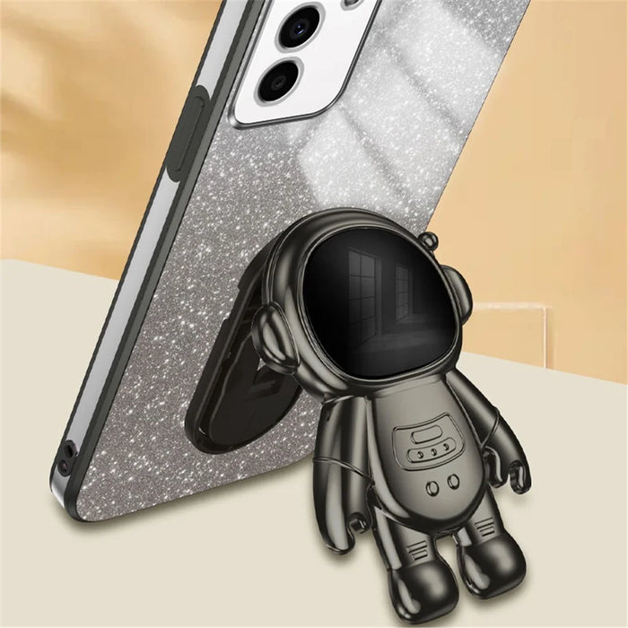 For Samsung Galaxy A13 5G Case PC+TPU Anti-scratch Phone Cover with Astronaut Kickstand - Black - 3