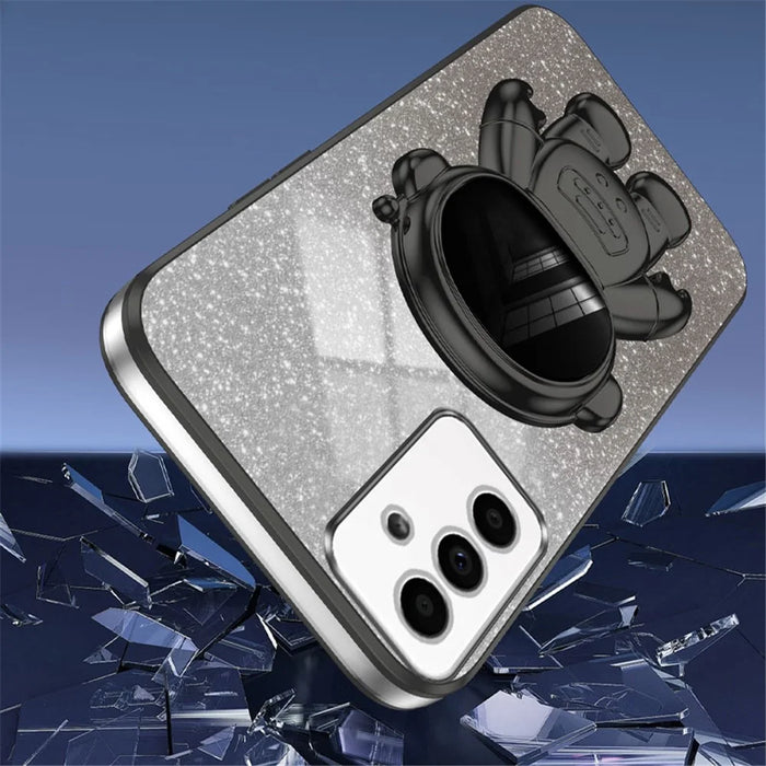 For Samsung Galaxy A13 5G Case PC+TPU Anti-scratch Phone Cover with Astronaut Kickstand - Black - 5