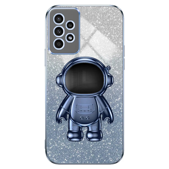 For Samsung Galaxy A13 4G PC+TPU Case Astronaut Kickstand Anti-shock Phone Back Cover - Blue - 1