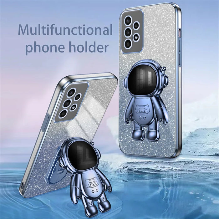 For Samsung Galaxy A13 4G PC+TPU Case Astronaut Kickstand Anti-shock Phone Back Cover - Blue - 2