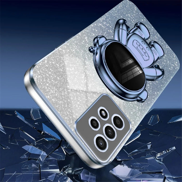 For Samsung Galaxy A13 4G PC+TPU Case Astronaut Kickstand Anti-shock Phone Back Cover - Blue - 5