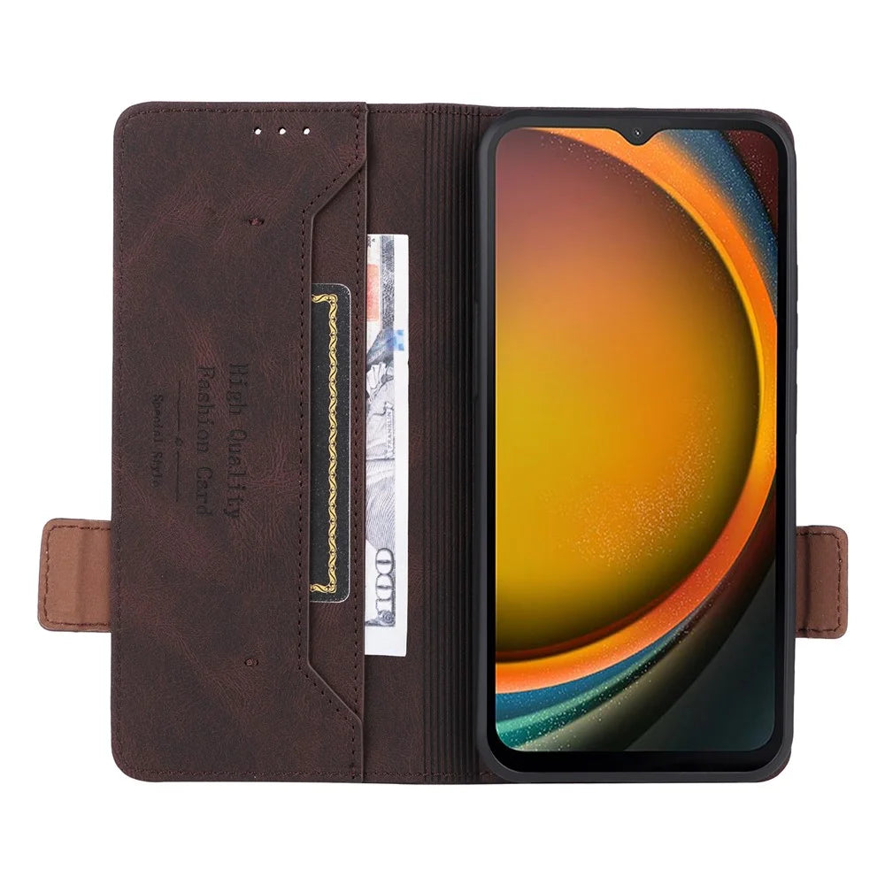 For Samsung Galaxy Xcover7 Flip Phone Case Wallet PU Leather Stand Cover - Coffee - 2