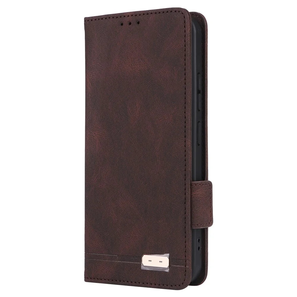 For Samsung Galaxy Xcover7 Flip Phone Case Wallet PU Leather Stand Cover - Coffee - 6