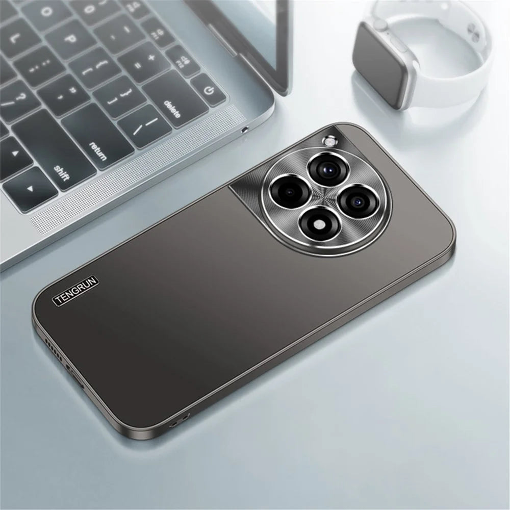 For OnePlus Ace 3 5G / 12R 5G Case Matte PC Phone Cover with Metal Lens Protection - Black - 3
