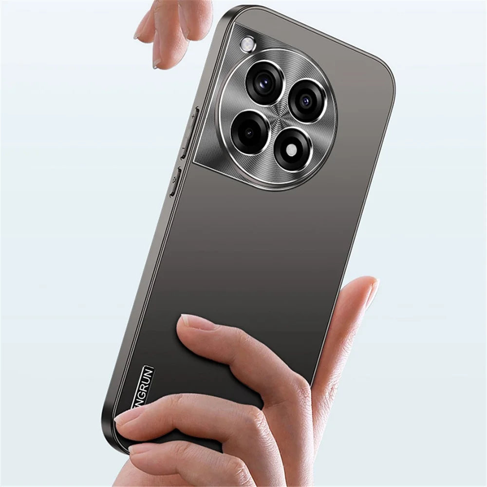 For OnePlus Ace 3 5G / 12R 5G Case Matte PC Phone Cover with Metal Lens Protection - Black - 5