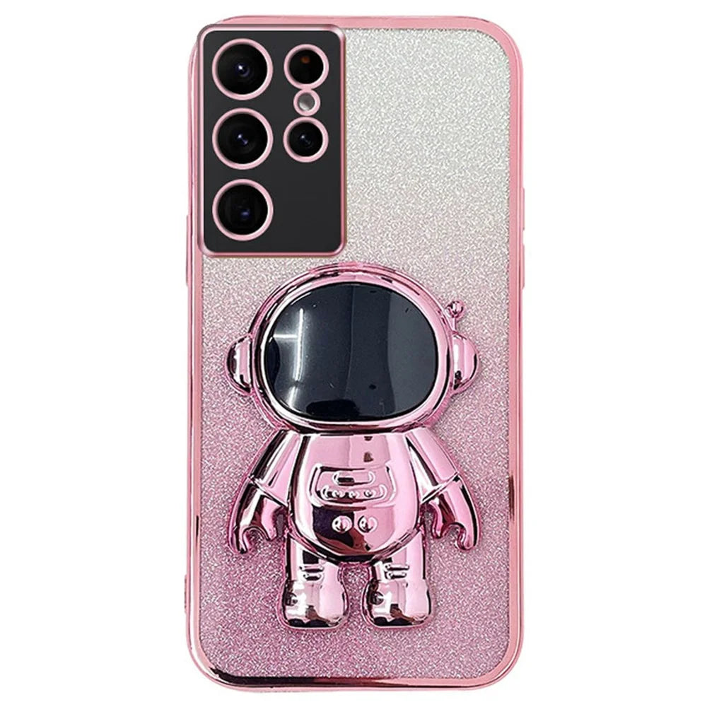 For Samsung Galaxy S24 Ultra Case Electroplating PC+TPU Smart Phone Cover - Pink - 1