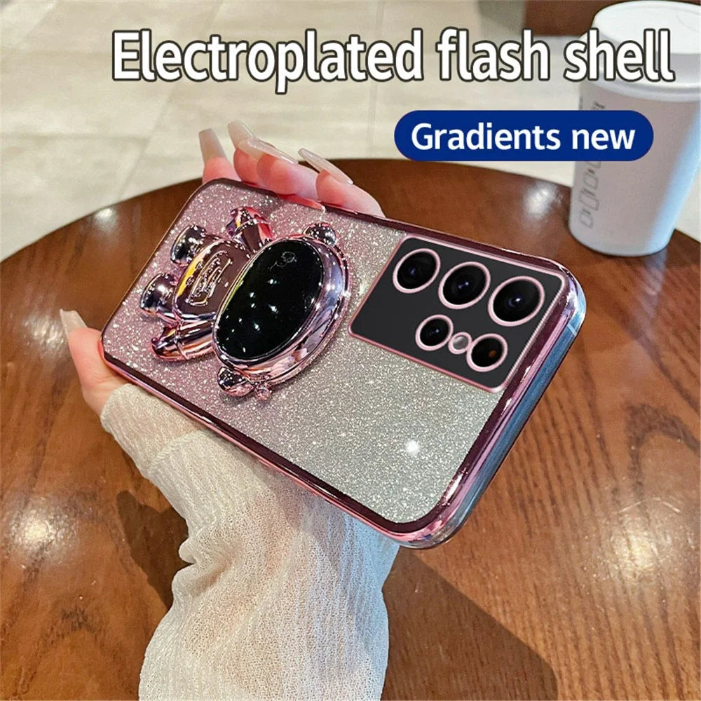 For Samsung Galaxy S24 Ultra Case Electroplating PC+TPU Smart Phone Cover - Pink - 2