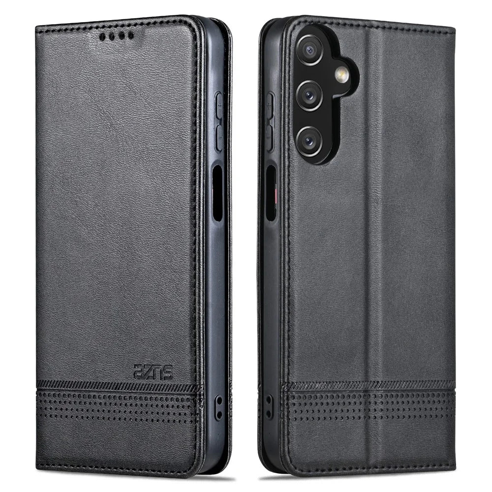 AZNS For Samsung Galaxy A25 5G (Global) (161.0 x 76.5 x 8.3mm) PU Leather Case Phone Wallet Cover - Black - 1