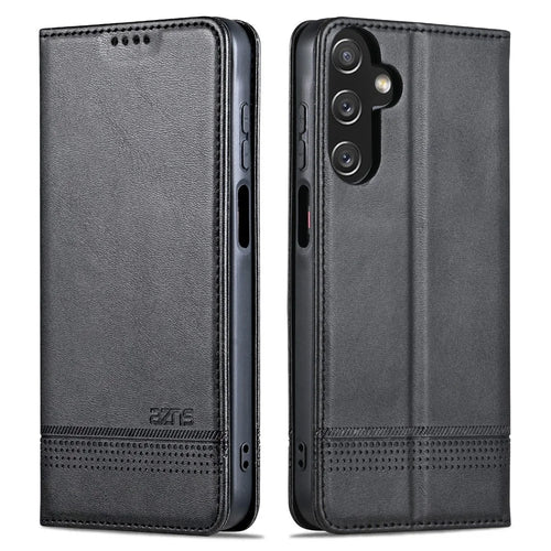 AZNS For Samsung Galaxy A25 5G (Global) (161.0 x 76.5 x 8.3mm) PU Leather Case Phone Wallet Cover - Black - 1