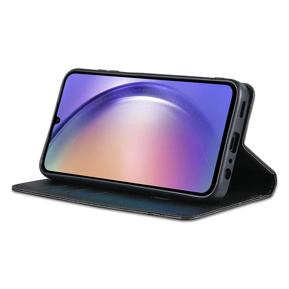 AZNS For Samsung Galaxy A25 5G (Global) (161.0 x 76.5 x 8.3mm) PU Leather Case Phone Wallet Cover - Black - 3