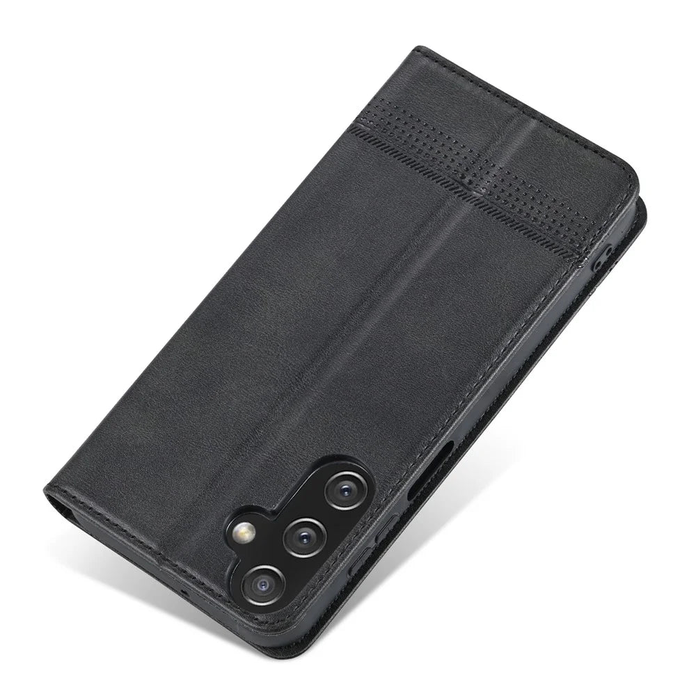 AZNS For Samsung Galaxy A25 5G (Global) (161.0 x 76.5 x 8.3mm) PU Leather Case Phone Wallet Cover - Black - 7