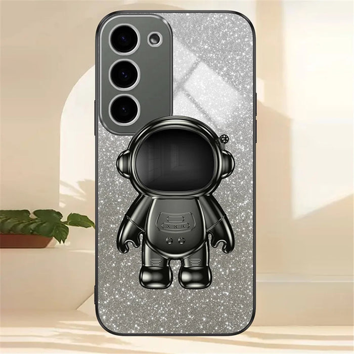 For Samsung Galaxy S23+ Glitter Powder Phone Case Astronaut Kickstand PC+TPU Cover - Black - 4